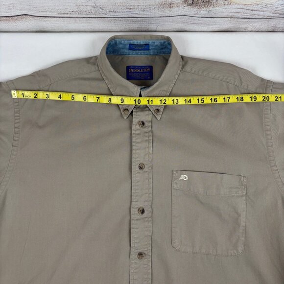 Pendleton Shirt Button Down Long Sleeve Solid Tan Beige Men's Large - Picture 8 of 13